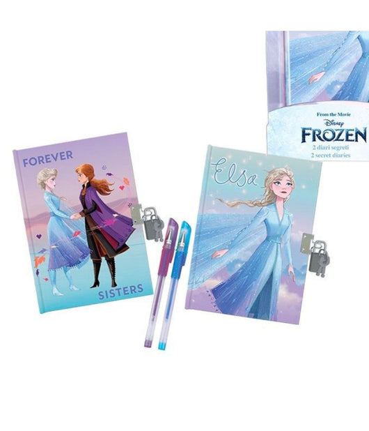 Set Diari Segreti Frozen Con Lucchetto E Chiavi Penne Gel Glitterate Colorate         