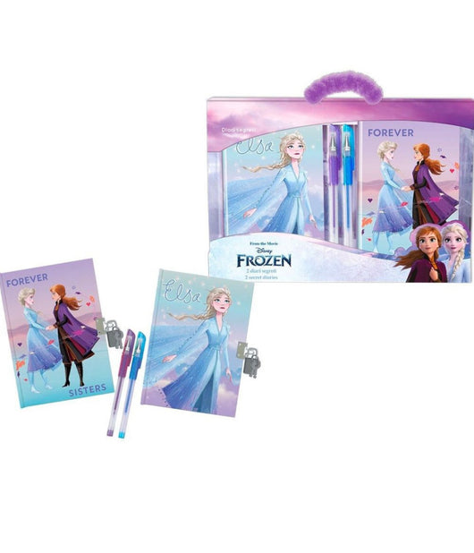 Set Diari Segreti Frozen Con Lucchetto E Chiavi Penne Gel Glitterate Colorate         