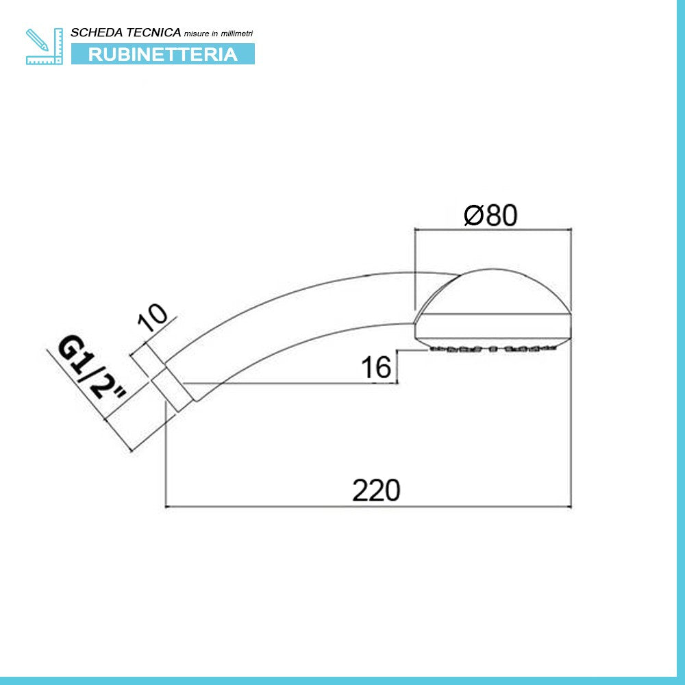 Set Doccia cromato con laccio doccia 150 cm acciaio Inox