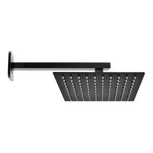 Set doccia con braccio 35 cm e soffione 25x25 cm in inox nero opaco