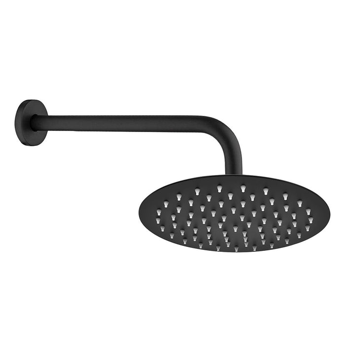 Set doccia con braccio 40 cm e soffione 25 cm in inox nero opaco