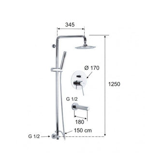 Rubinetto doccia con deviatore a 5 posizioni su piastra unica - serie minimal cod 76256