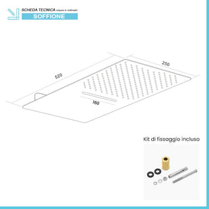 Set doccia con miscelatore Paffoni Blu e soffione 25x52 con cascata