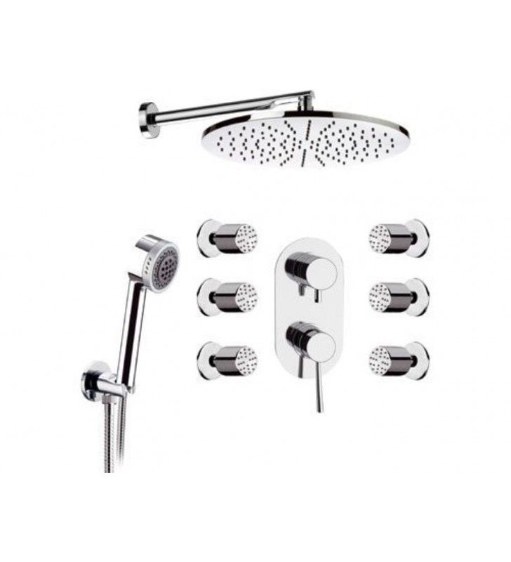 Set doccia con sofffione minimale, doccino minimale e rubinetto - serie minimal cod 76254