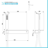 Set doccia cromato con doccetta ripiano portasapone e flessibile 