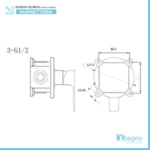 Set doccia Flat completo di miscelatore a incasso con braccio doccia e soffione tondo