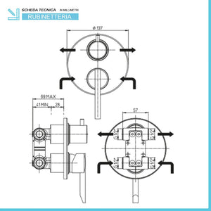 Set doccia incasso completo tondo Serena con soffione 25 cm e kit doccetta