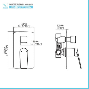 Set doccia incasso cromato con soffione 25 e kit doccia completo Nemes