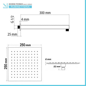 Set doccia incasso cromato con soffione 25 e kit doccia completo Nemes