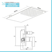 Set doccia incasso Kubo con soffione a muro 25x52 cm e kit doccia