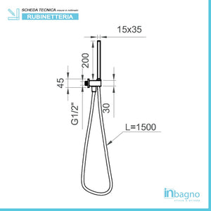 Set doccia incasso Kubo nero opaco con soffione a muro 25x52 e kit doccia