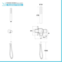 Set doccia incasso nero opaco con soffione 20 e kit doccia completo Gemini