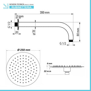 Set doccia incasso Paffoni Lime cromato tondo con soffione inox 25 cm