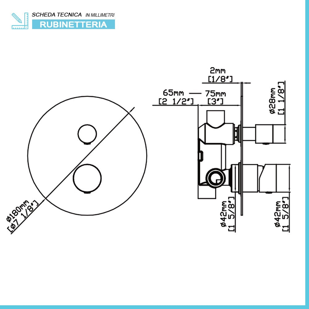 Set doccia incasso satinato con soffione 25 e kit doccia completo Gemini