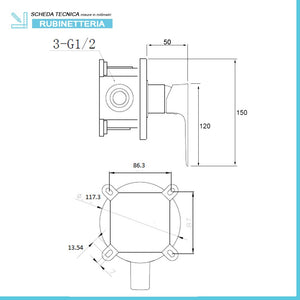 Set doccia nero opaco completo di soffione tondo 30 cm e miscelatore incasso