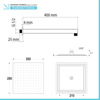 Kit doccia Quatra completo di miscelatore a incasso con braccio doccia e soffione quadrato