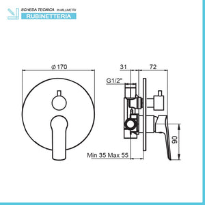 Set doccia incasso completo con soffione 20 inox e kit doccia Punta+ 