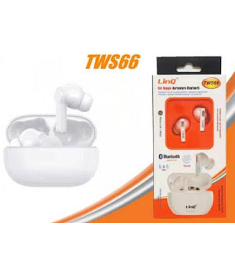 Set Doppio Auricolare In-ear Bluetooth Wireless 10 M Con Comandi Touch Led Tws66         