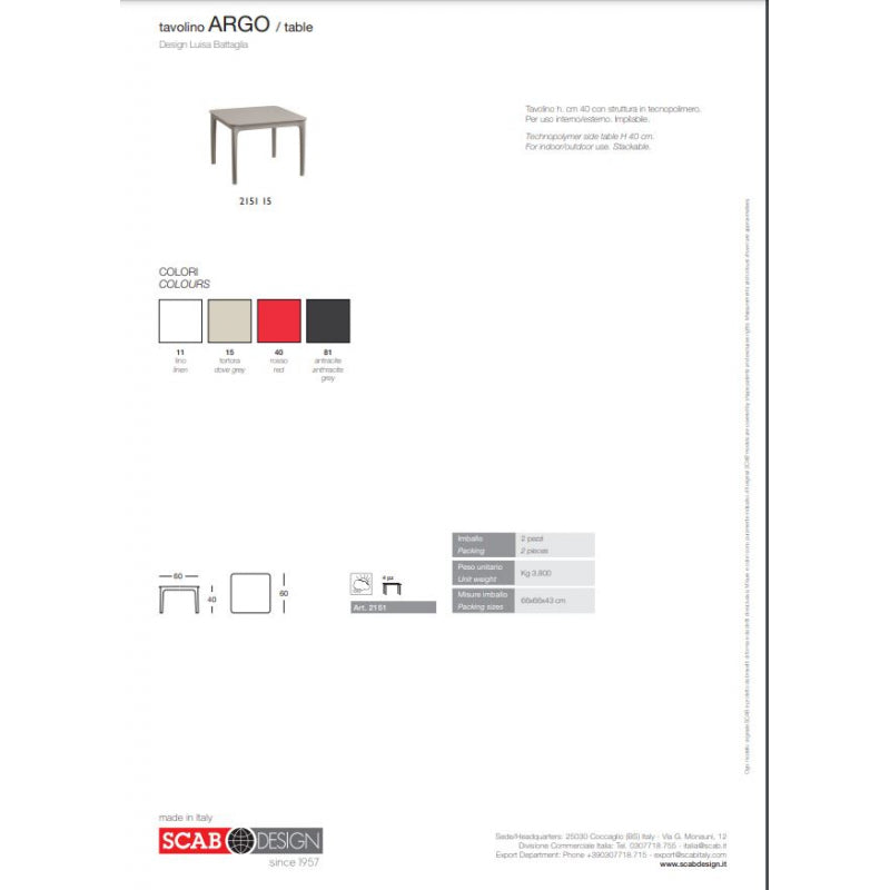 SET DUE TAVOLINI ARGO TECNOPOLIMERO SCABDESIGN MADE IN ITALY - Tortora 15