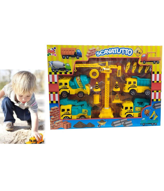 Set Gioco Scavatutto Per Bambini Mini Gru +3 Anni Playset Modellini Accessori         