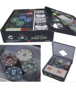 Set Kit Cofanetto Poker Texas Holdem 100 Fiches Chips Set Professionale Poker         