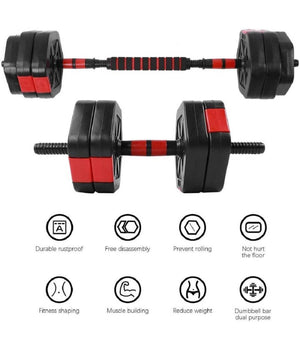 Set Manubri Bilanciere Con Biella Regolabili 15kg Allenamento Corpo Palestra Casa         