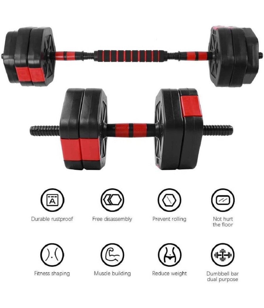 Set Manubri Bilanciere Con Biella Regolabili 15kg Allenamento Corpo Palestra Casa         