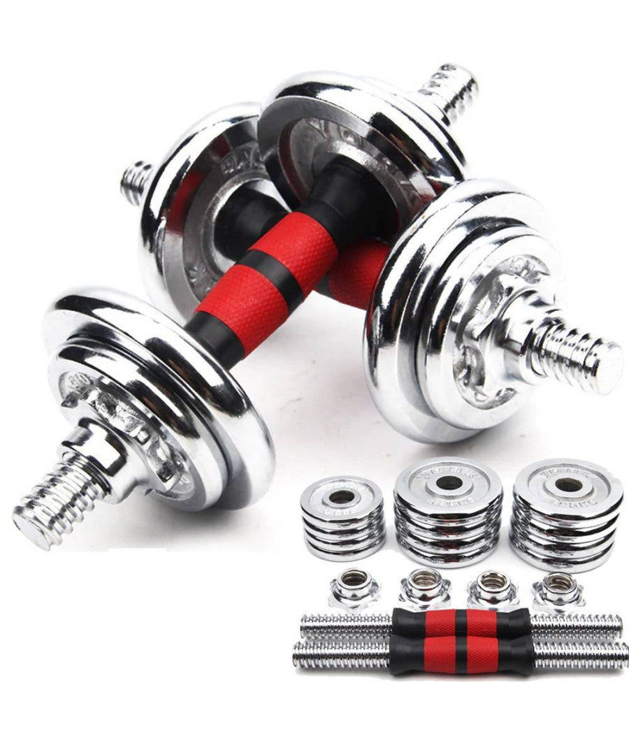 Set Manubri Componibili Pesi Regolabili Palestra Dumbbell In Acciaio 10kg Totale         