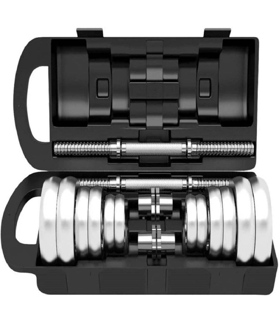 Set Manubri Regolabili Dumbbell 30kg Manubrio Elettrolitico Bilanciere Palestra         