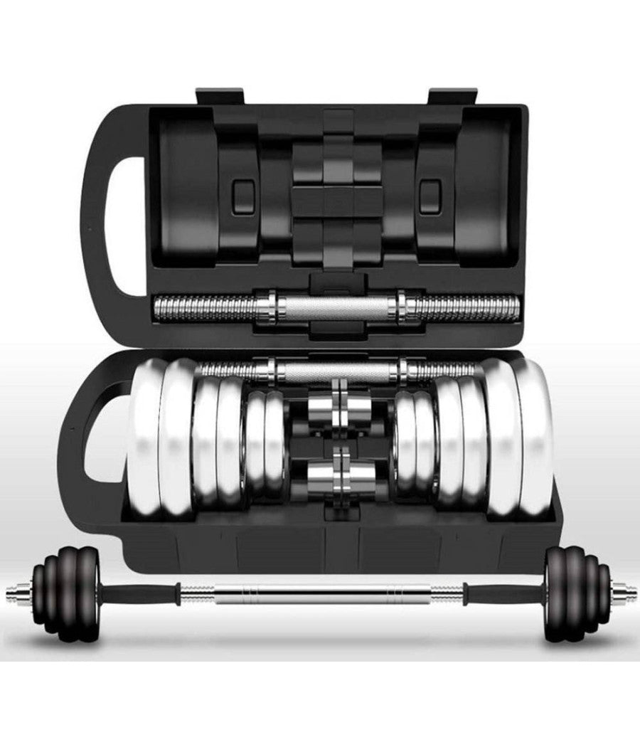 Set Manubri Regolabili Dumbbell 30kg Manubrio Elettrolitico Bilanciere Palestra         