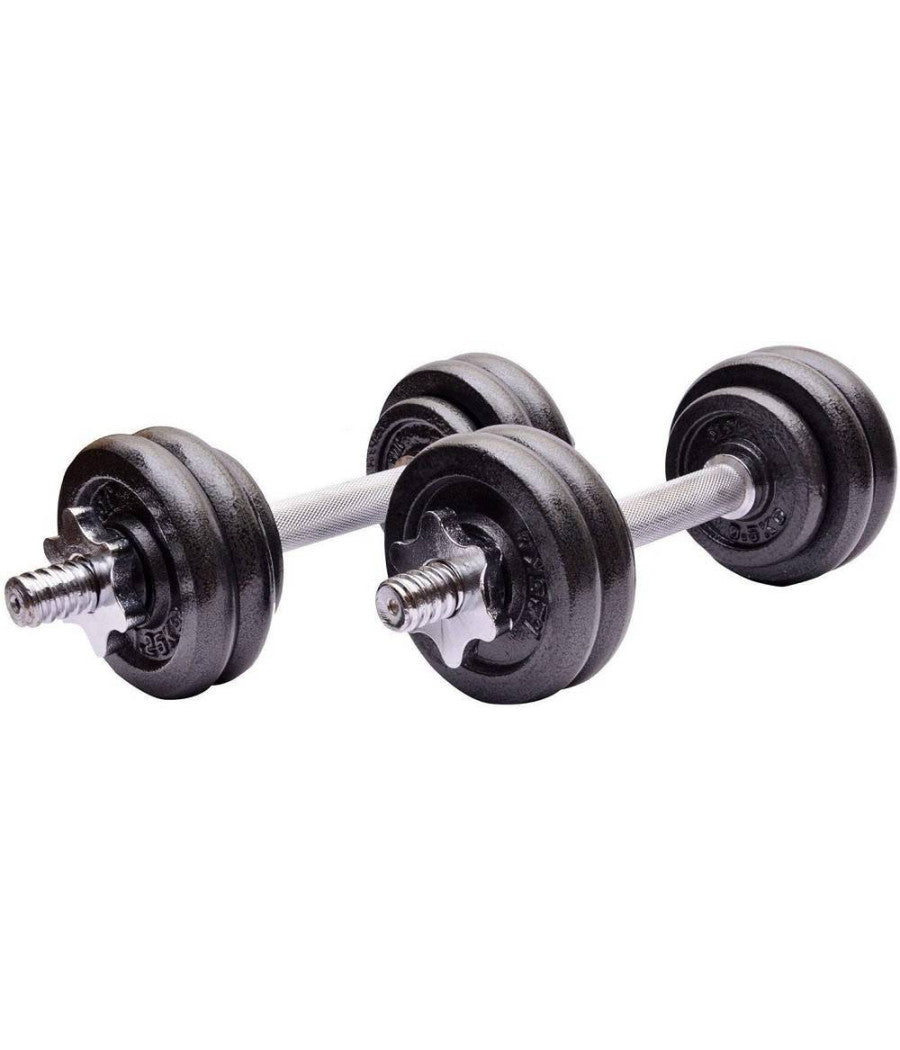 Set Manubri Regolabili Ghisa Da 15 Kg Per Bodybuilding Fitness Sollevamento Pesi         