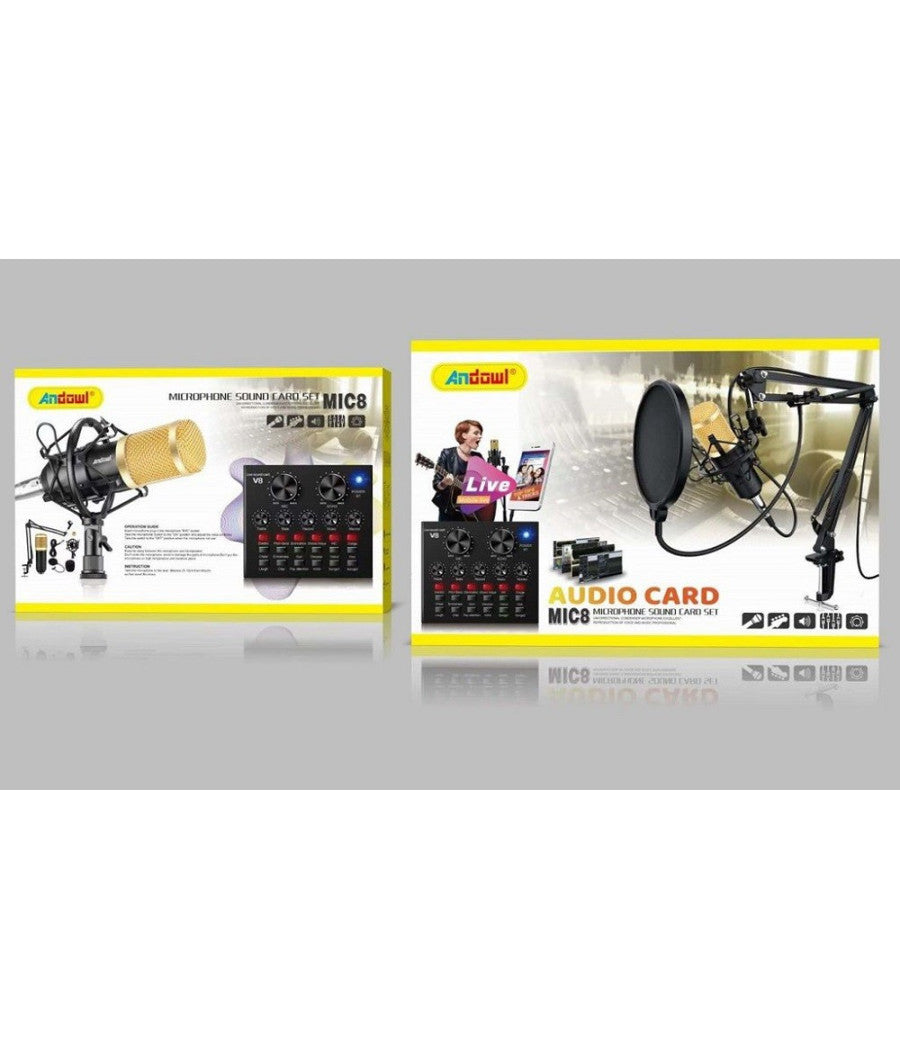 Set Microfono Con Mix Schede Audio Filtro Anti-pop Supporto Girevole Studio Mic8         