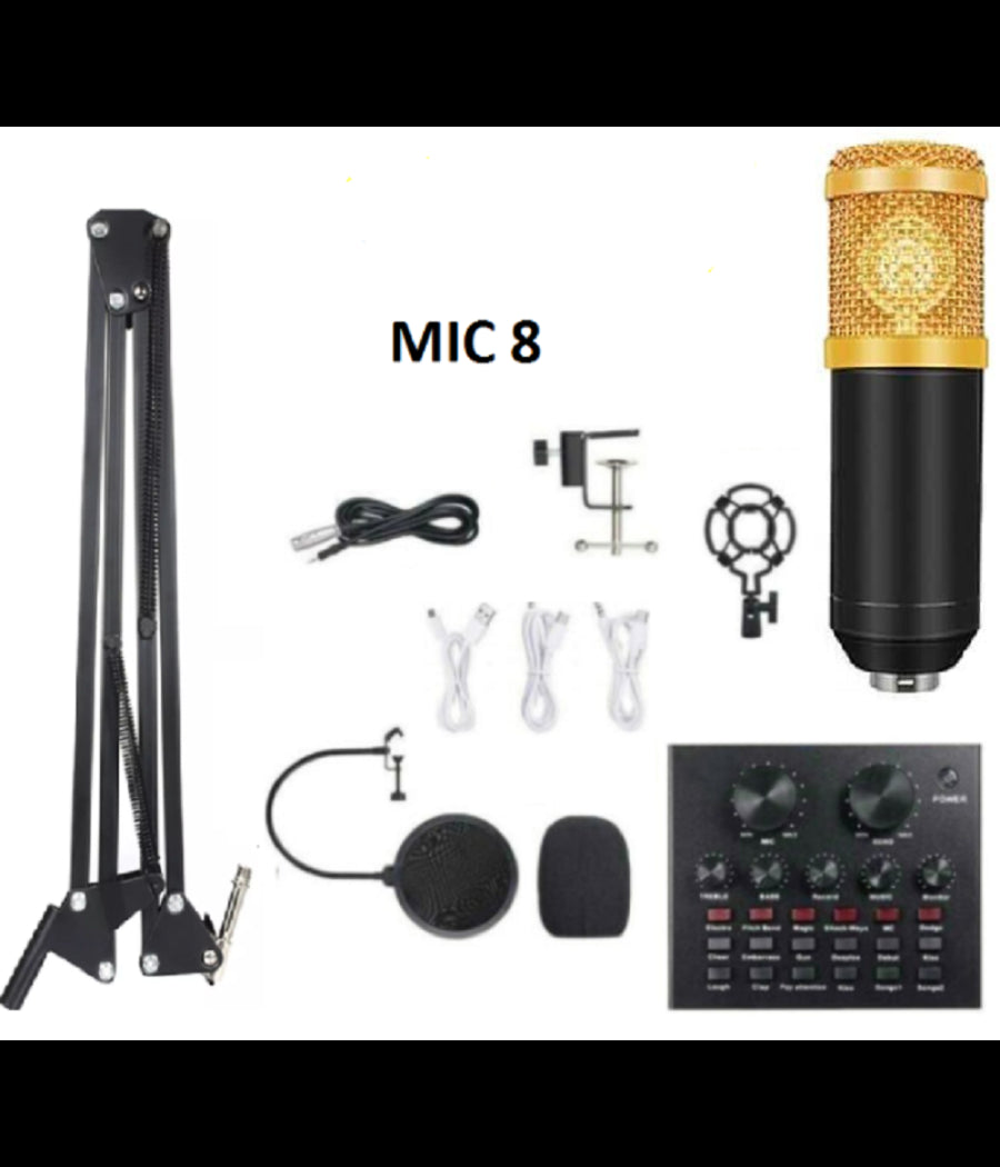 Set Microfono Con Mix Schede Audio Filtro Anti-pop Supporto Girevole Studio Mic8         