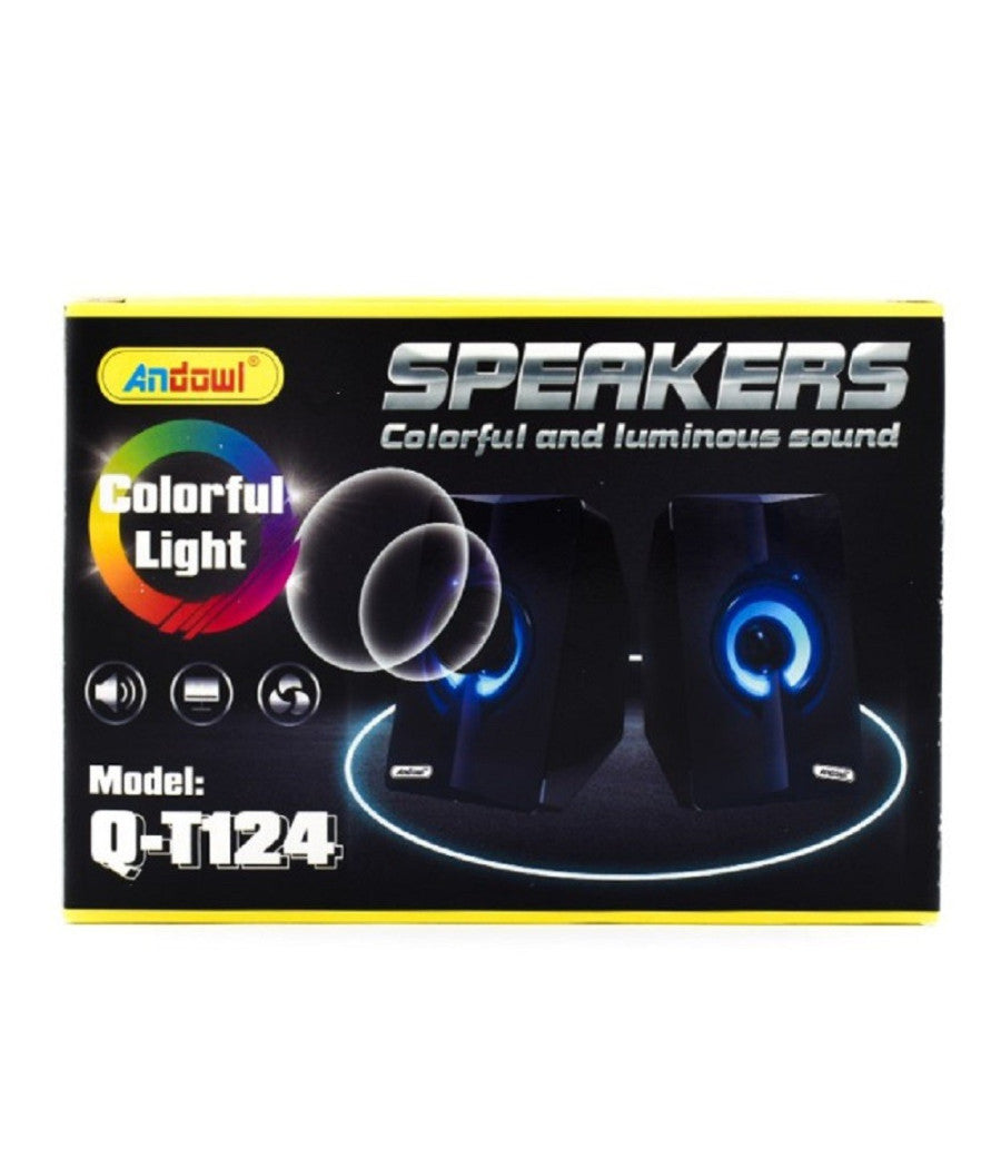 Set Mini Altoparlanti Speakers Per Basso Per Computer Luci Led Colorate Q-t124         