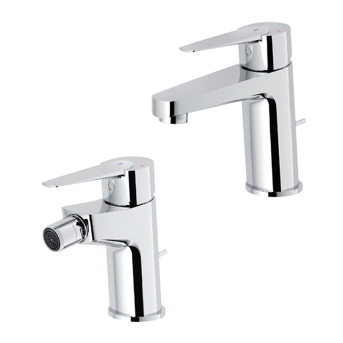 Set miscelatore lavabo e bidet cromato Nobili serie Nora scarico incluso