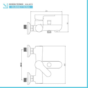 Set miscelatori cromati lavabo bidet e vasca con kit doccia Paco 