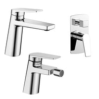 Set miscelatori cromato lavabo bidet e doccia in ottone incasso Nemes