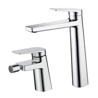 Set miscelatori cromato lucido lavabo alto e bidet in ottone Nemes