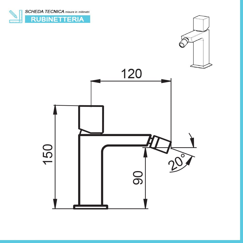 Set miscelatori lavabo alto bidet e doccia a incasso con deviatore Torre