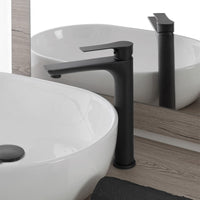 Set miscelatori lavabo alto bidet e doccia con deviatore Flat nero opaco