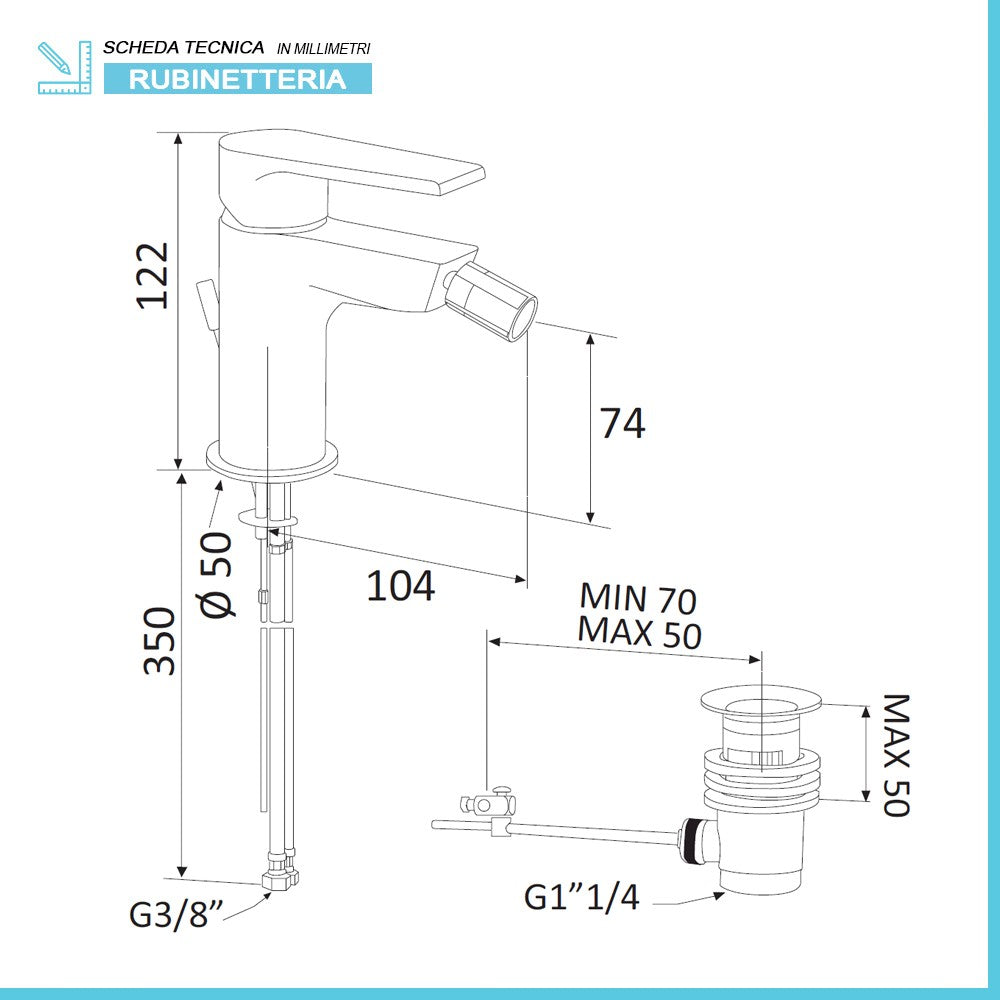 Set miscelatori lavabo alto e bidet cromato Mariani serie Artic 