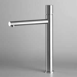 Set miscelatori lavabo alto e bidet satinato senza leva in acciaio inox Gemini