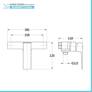 Set miscelatori lavabo bidet e doccia esterno cromati serie Kubo scarico incluso