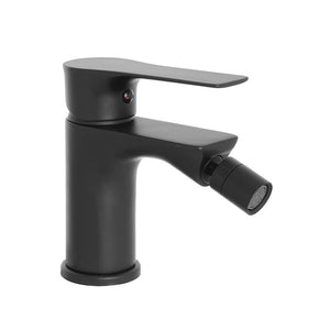 Set miscelatori lavabo bidet e doccia Flat nero opaco con piletta