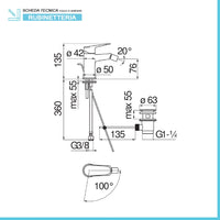 Set miscelatori lavabo bidet e doccia incasso con deviatore Nobili Blues cromati a risparmio idrico