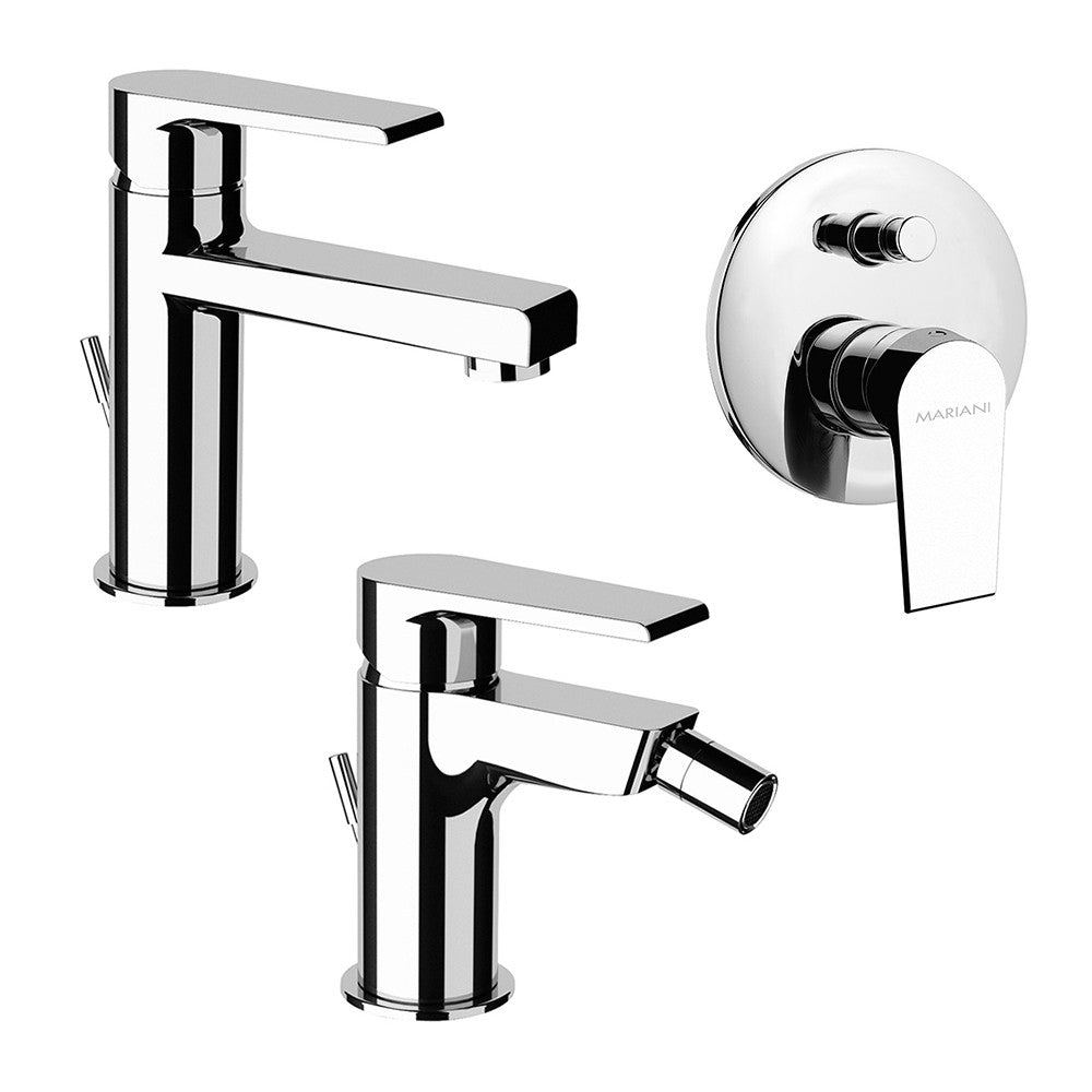 Set miscelatori lavabo bidet e doccia incasso cromato Mariani Artic 