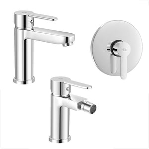 Set miscelatori lavabo bidet e doccia incasso Iole cromati scarico incluso