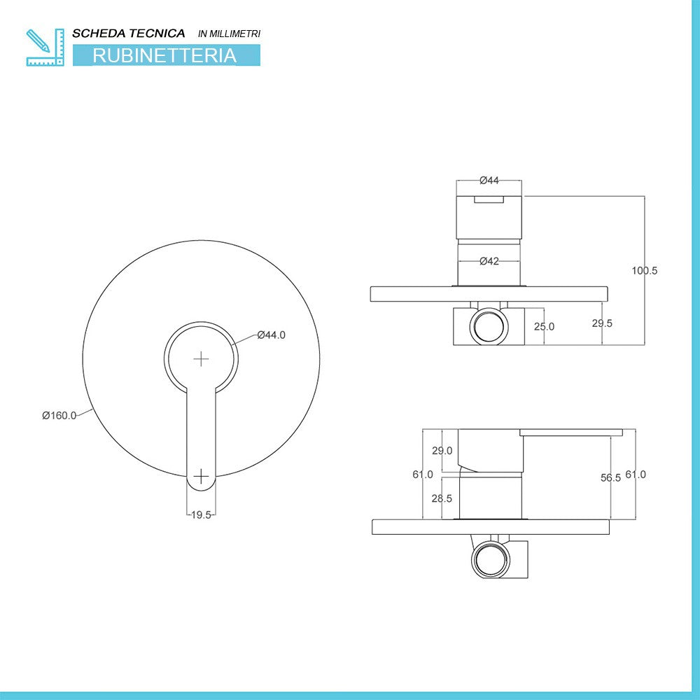 Set miscelatori lavabo bidet e doccia incasso Iole cromati scarico incluso