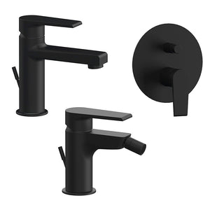 Set miscelatori lavabo bidet e doccia incasso nero opaco Mariani Artic 