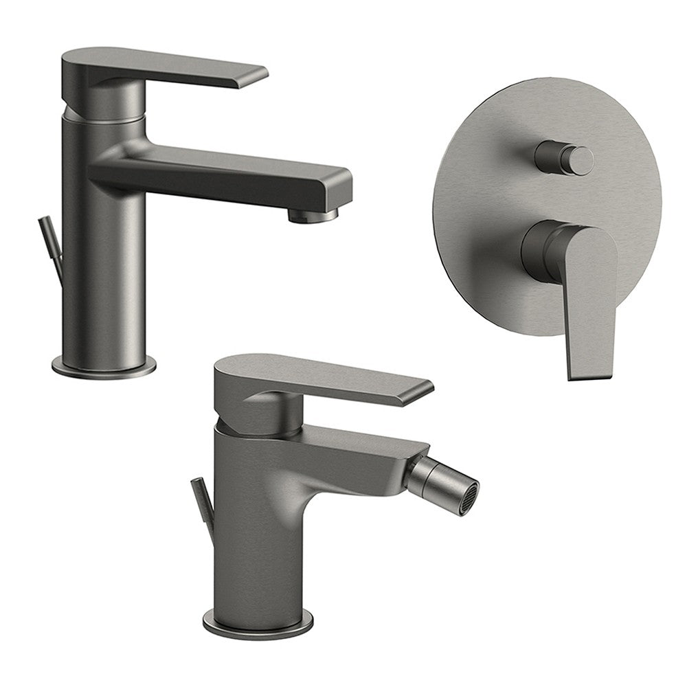 Set miscelatori lavabo bidet e doccia incasso spazzolato Mariani Artic 